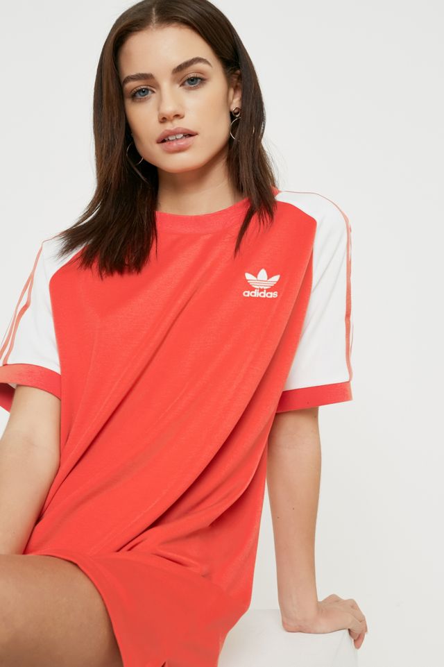 adidas Originals 3-Stripe Red Raglan Sleeve T-Shirt Dress #1