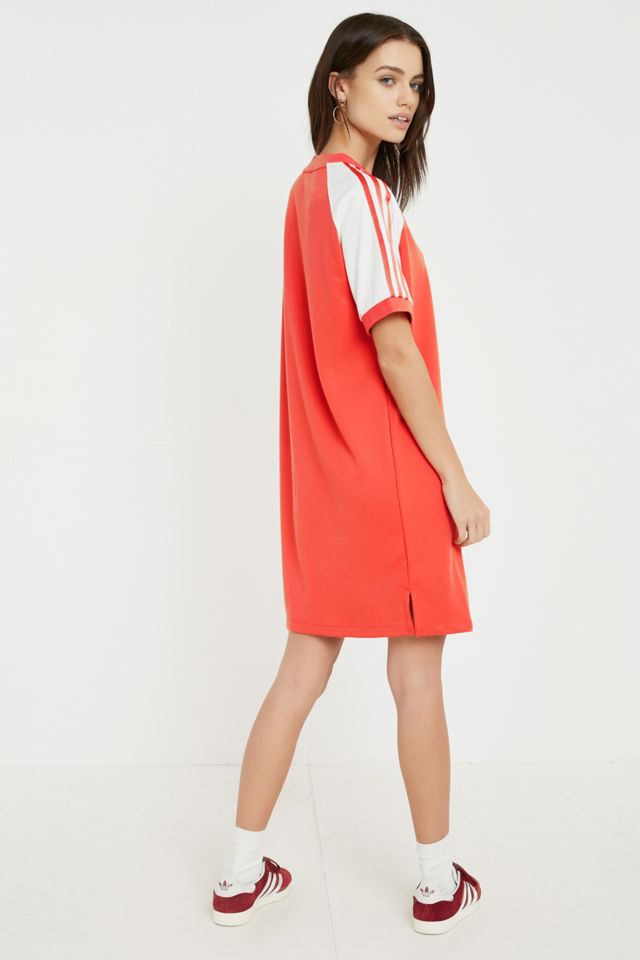 adidas Originals 3-Stripe Red Raglan Sleeve T-Shirt Dress #3