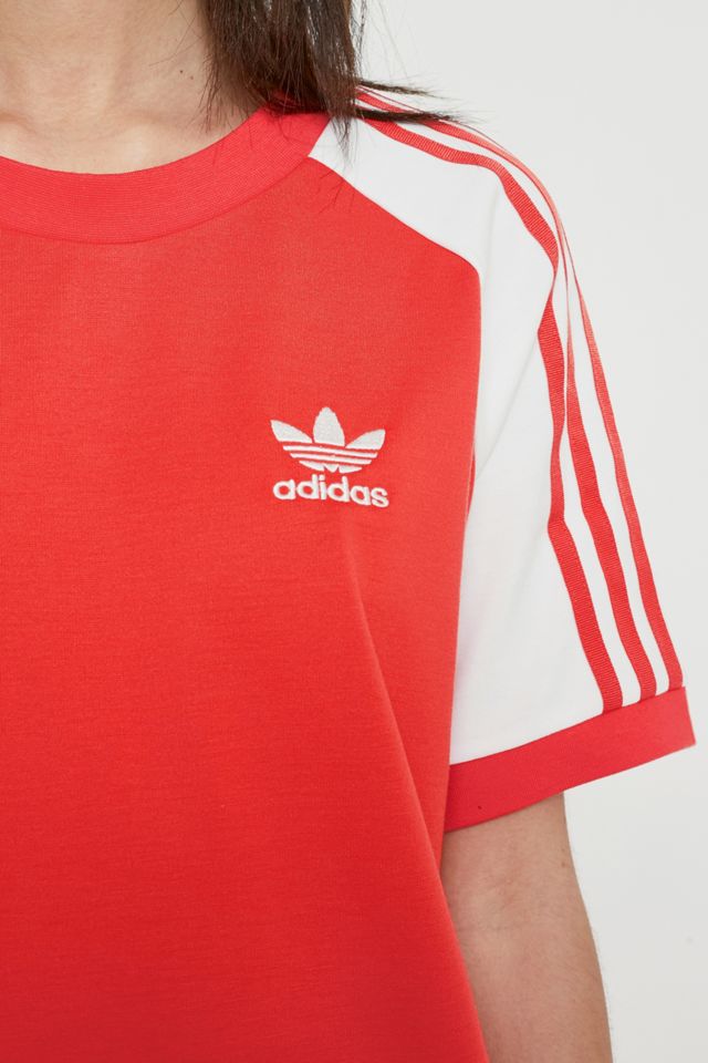 adidas Originals 3-Stripe Red Raglan Sleeve T-Shirt Dress #5