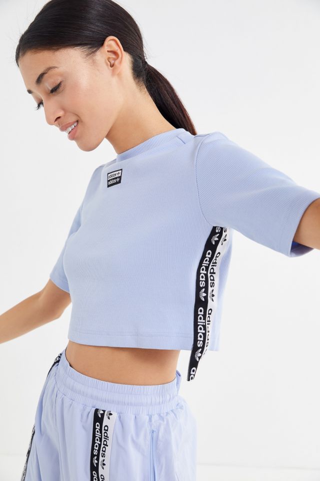 adidas Originals Reveal Your Voice Ribbed Logo Tape Crop T Shirt Urban Outfitters UK