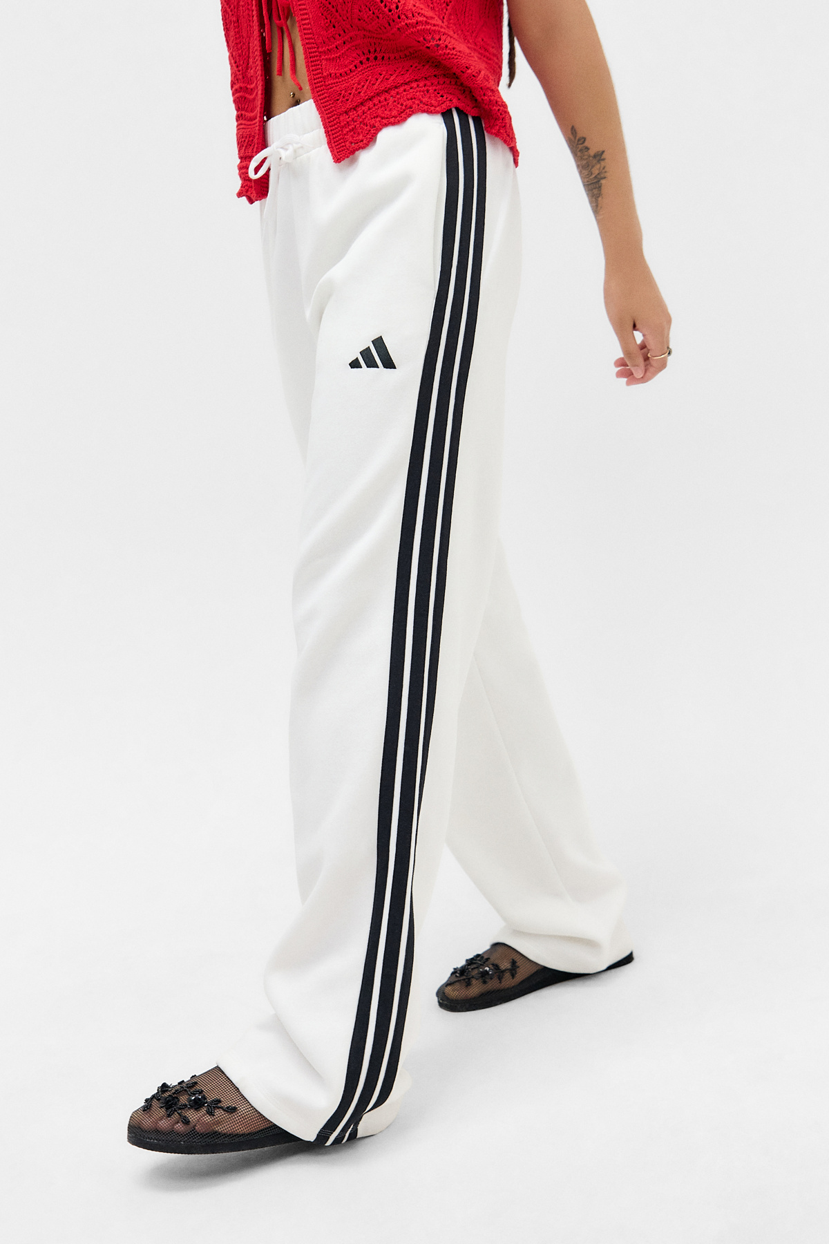 adidas White Wide Leg Joggers
