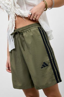 adidas Olive Woven Longline Shorts