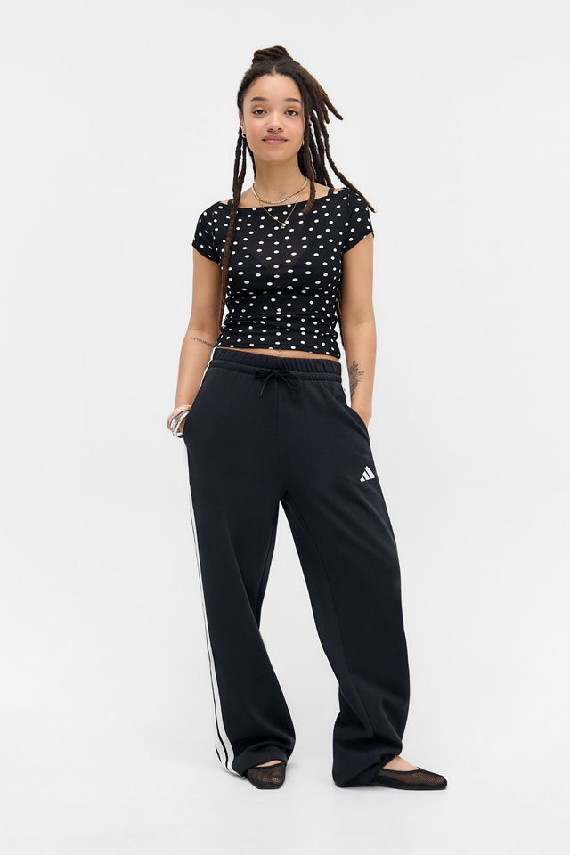 adidas Black Jersey Wide Leg Joggers #1