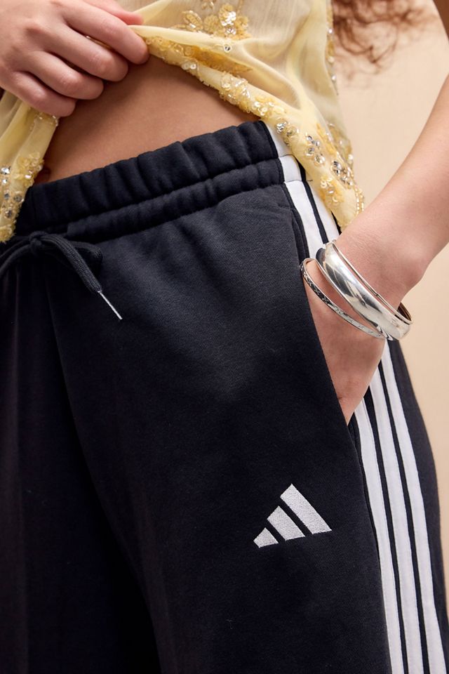 adidas Black 3-Stripes Wide Leg Track Pants #2