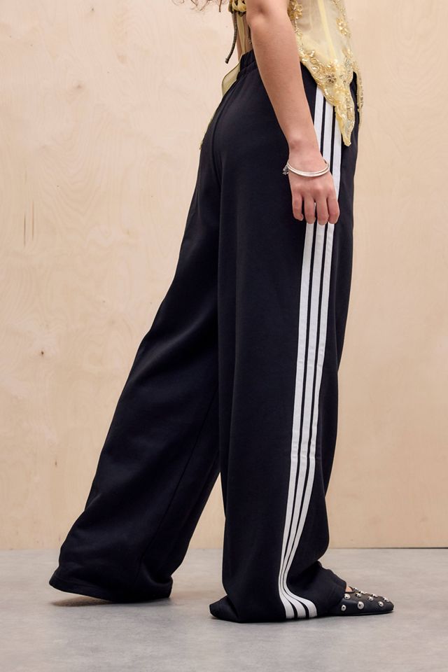 adidas Black 3-Stripes Wide Leg Track Pants #3