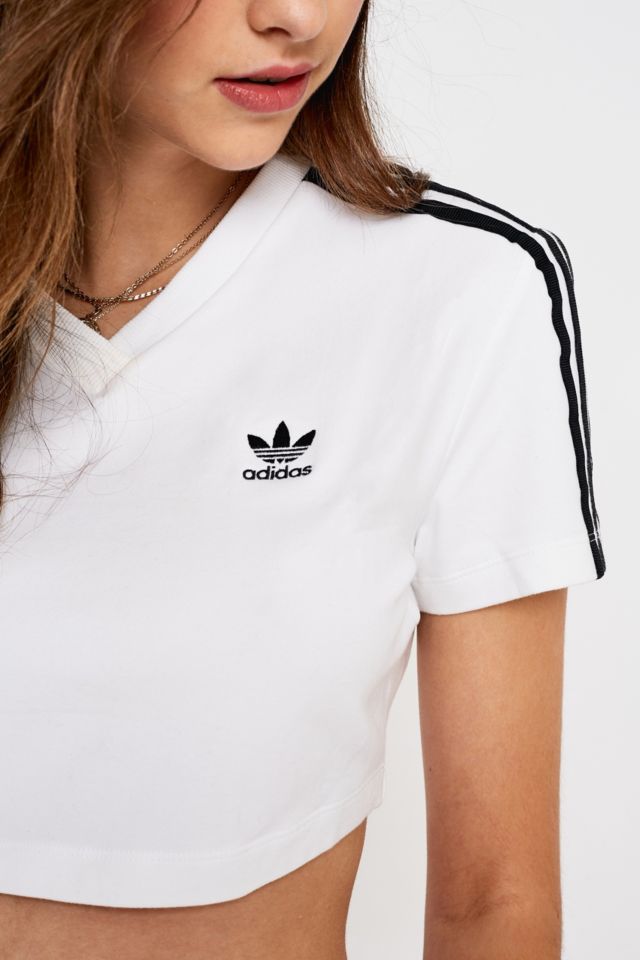 White cropped hot sale adidas top