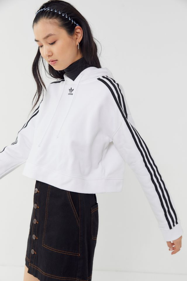 adidas Originals Adicolor 3 Stripes Cropped Hoodie Sweatshirt Urban Outfitters UK