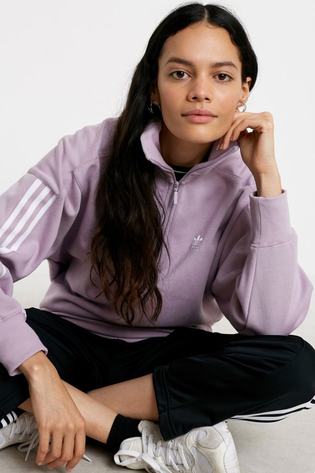 adidas Originals Sweatshirt Lock Up in Lila mit kurzem ReiBverschluss