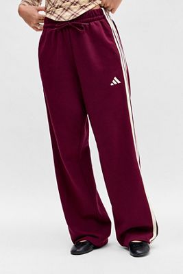 adidas Burgundy 3-Stripe Baggy Track Pants