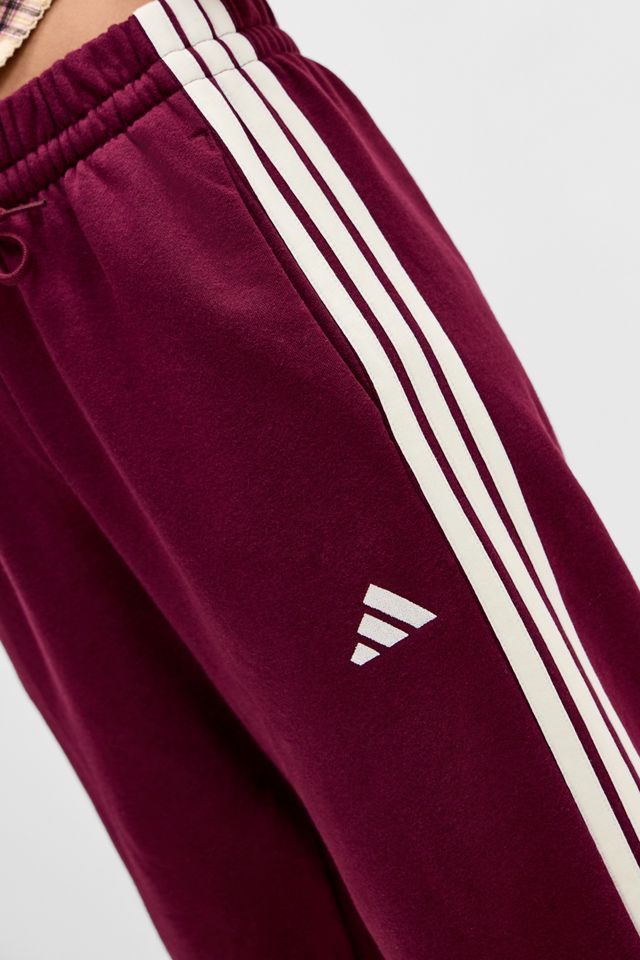 adidas Burgundy 3-Stripe Baggy Track Pants #2