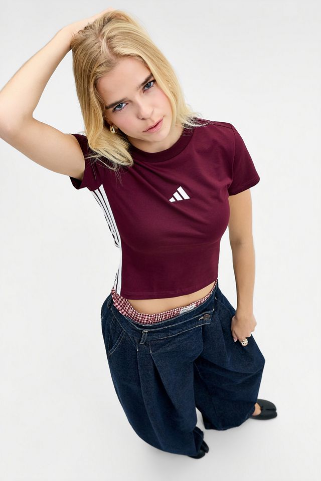 T-shirt bébé adidas bordeaux à 3 bandes #1