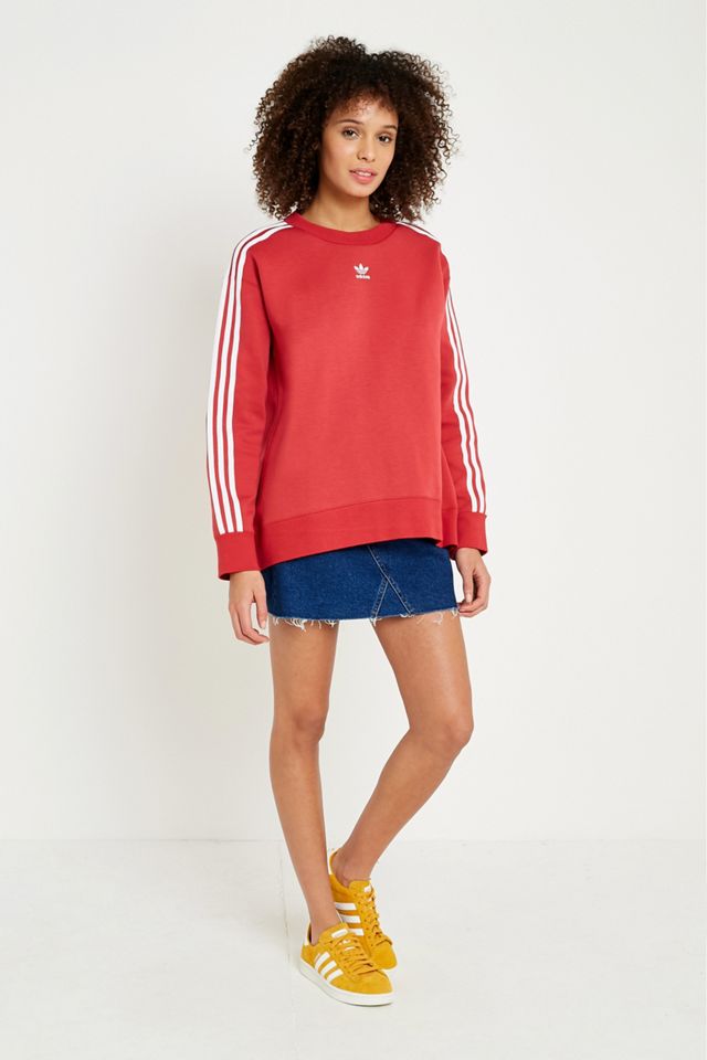 adidas Originals Red 3-Stripe Sweatshirt #4