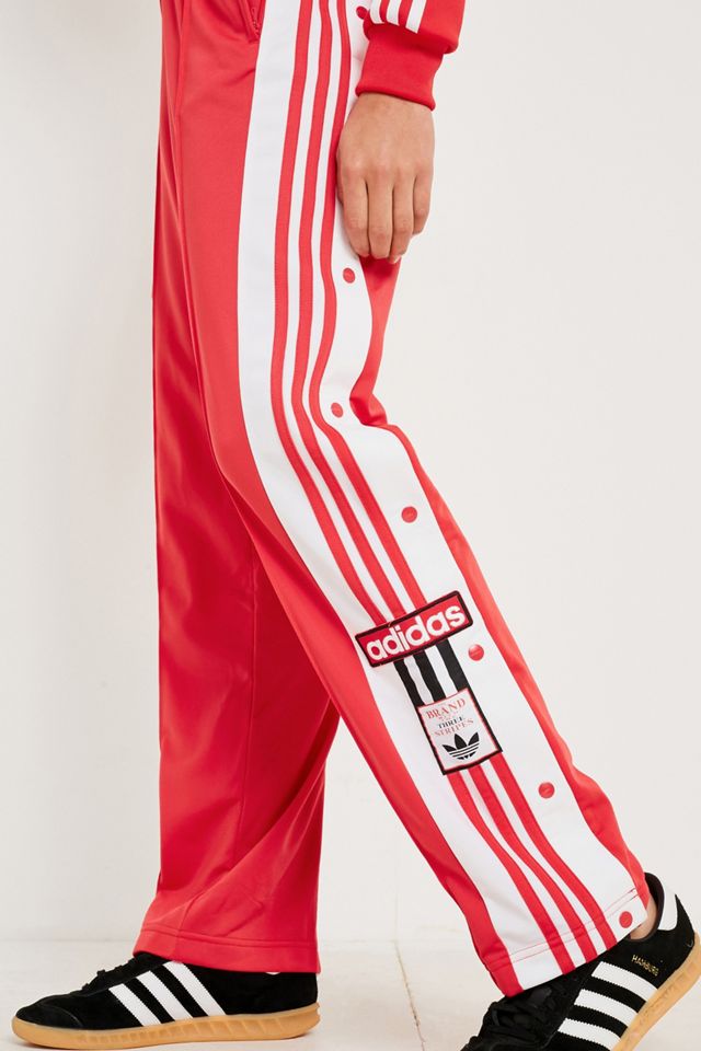 adidas Originals Adibreak Red 3-Stripe Popper Track Trousers #2