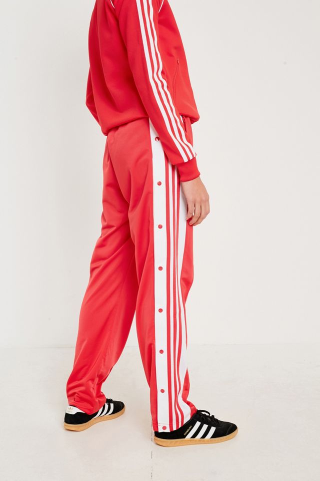 adidas Originals Adibreak Red 3-Stripe Popper Track Trousers #3