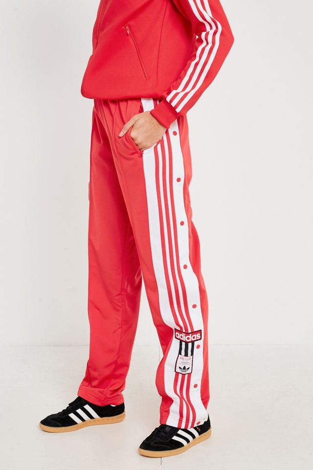 adidas Originals Adibreak Red 3-Stripe Popper Track Trousers #4
