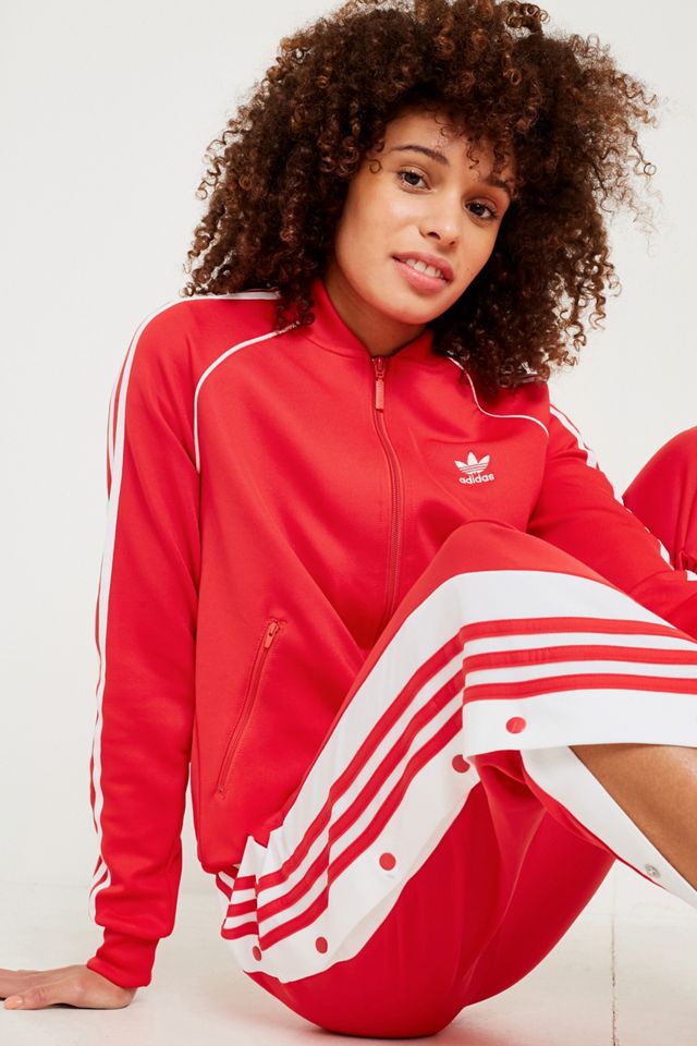 adidas Originals Adibreak Red 3-Stripe Popper Track Trousers #5