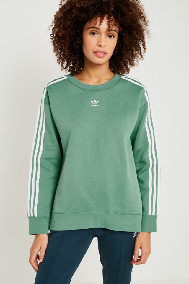 Adidas originals green 3-stripe sweatshirt best sale