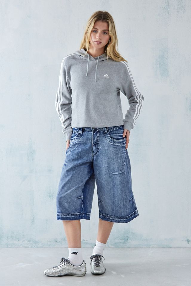 adidas 3-Stripes Grey Cropped Hoodie #2