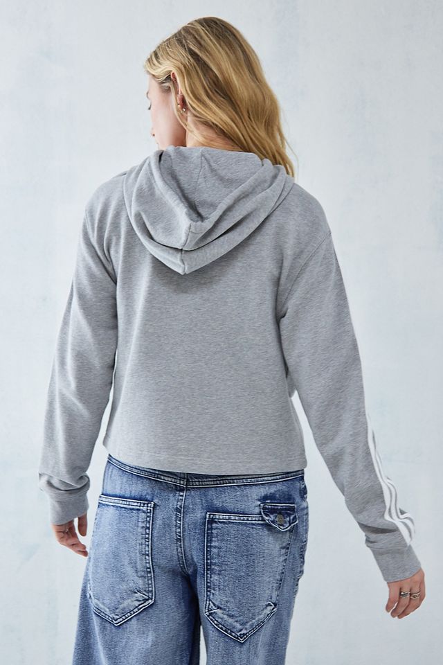 adidas 3-Stripes Grey Cropped Hoodie #3