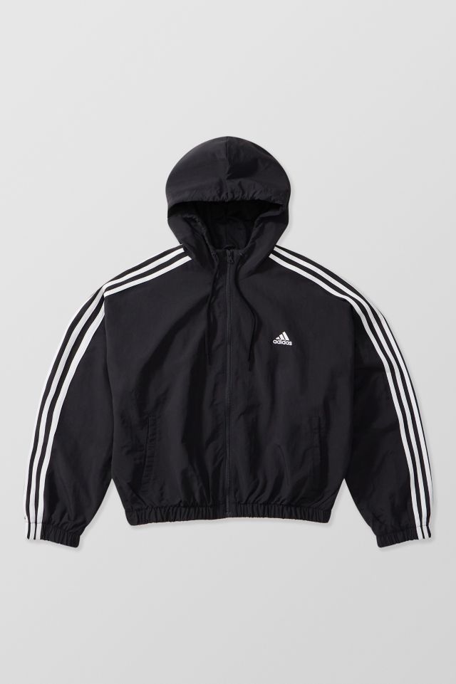 adidas Trainingsjacke mit 3 Streifen Design ReiBverschluss und Kapuze Urban Outfitters DE