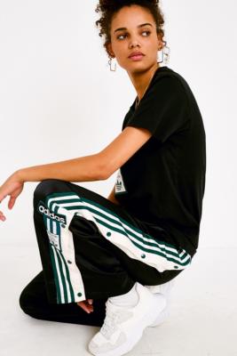 adidas Originals Adibreak 3-Stripe Black and Green Popper Track Pants