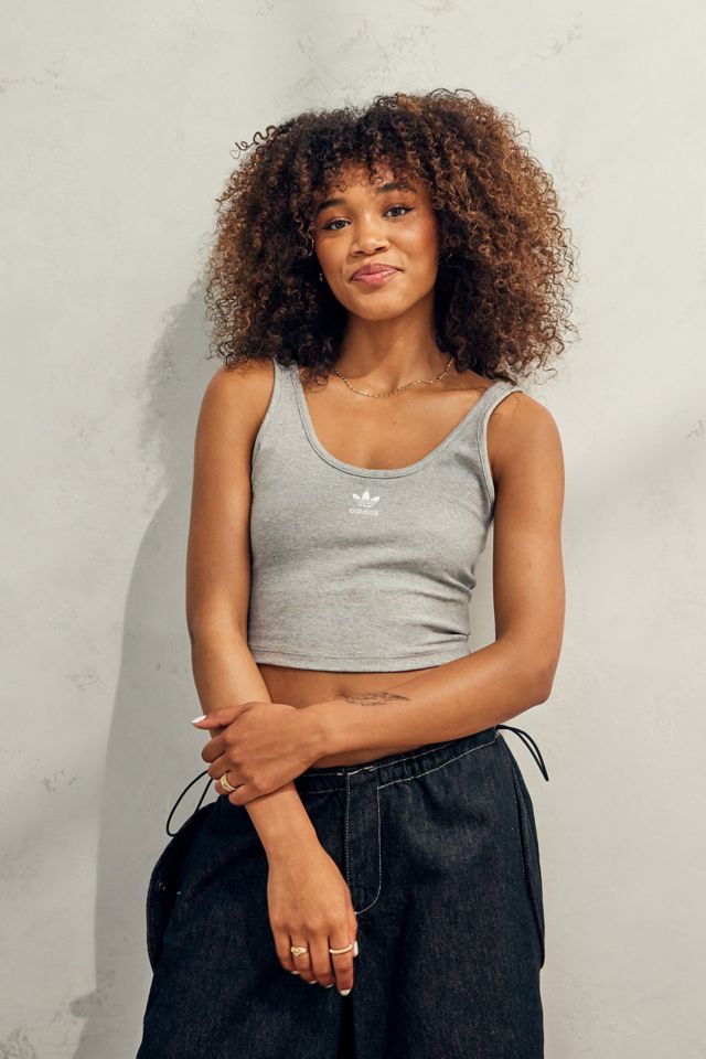 adidas Grey Ribbed Tank Top | Urban Outfitters UK