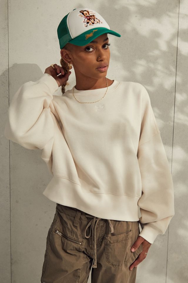 adidas Wonder White Adicolor Essentials Fleece Sweatshirt | Urban  Outfitters UK