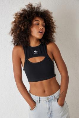 adidas Black Cut-Out Tank Crop Top - Black UK 6 at Urban Outfitters
