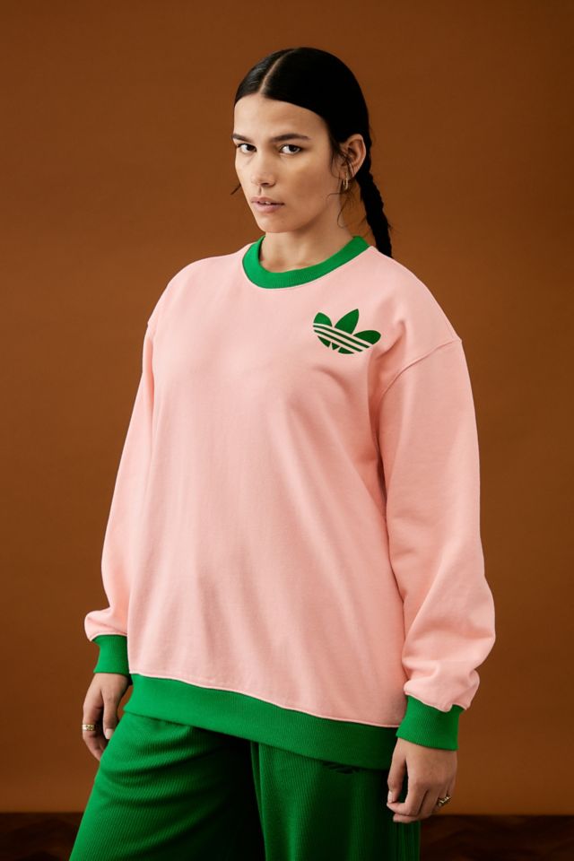 adidas House Of Originals Pink Green Oversized Sweatshirt