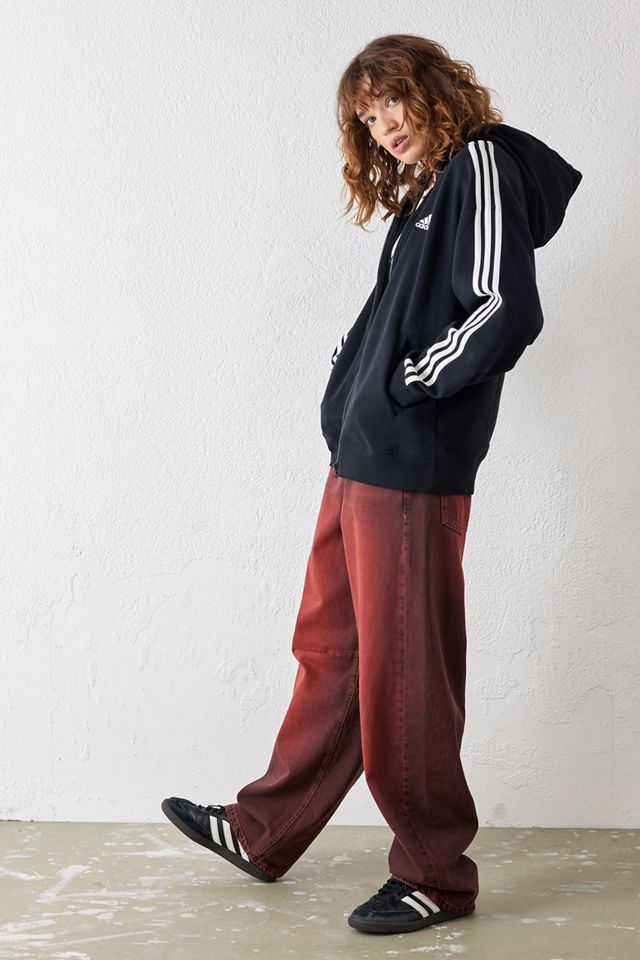 adidas – Reißverschluss-Hoodie mit 3 Streifen in Schwarz #2