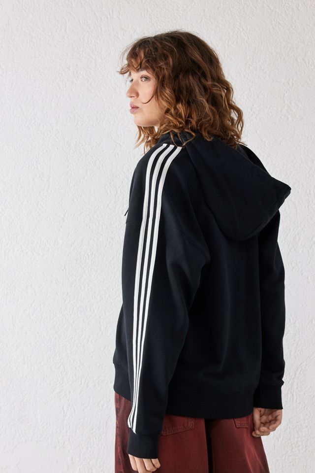 Adidas originals three stripe best sale zip thru hoodie in black