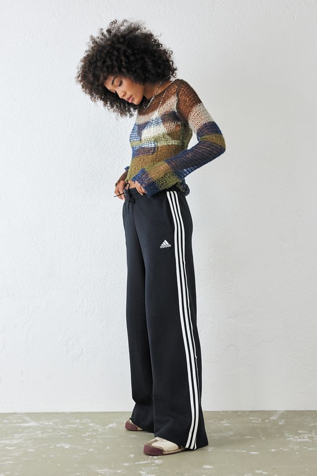 adidas Pantalones de chándal de pierna ancha negros de 3 rayas #1