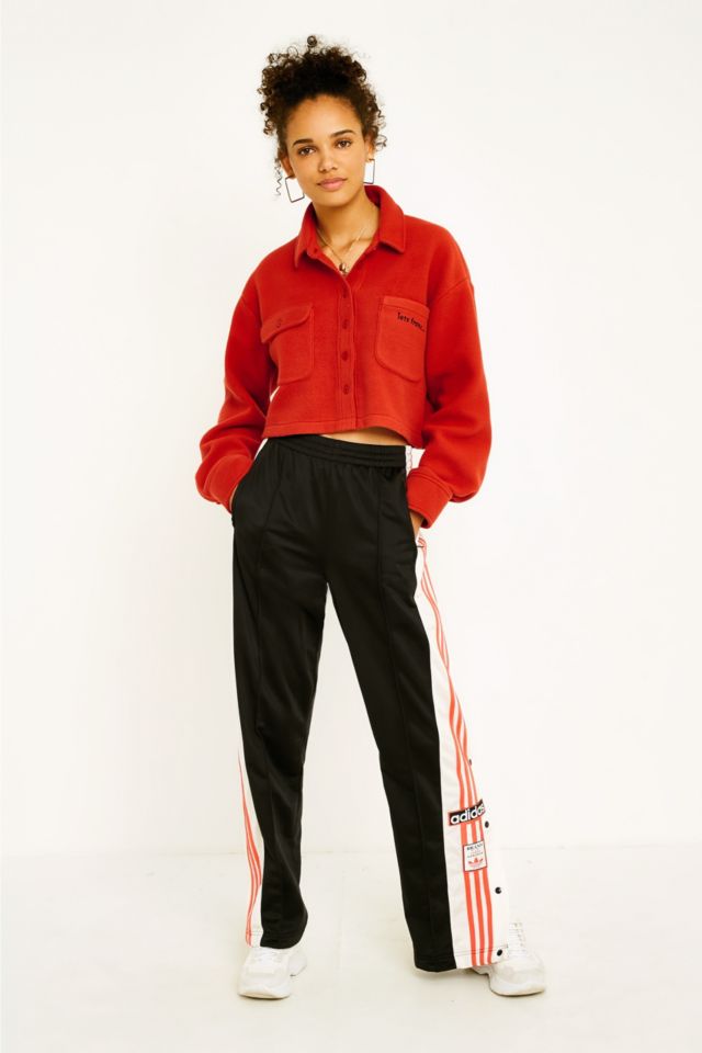 adidas Originals Adibreak 3-Stripe Black and Pink Popper Track Pants ...