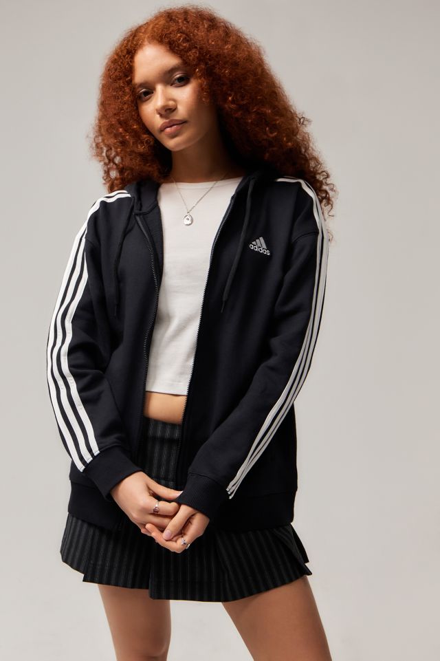 Adidas black zip up jacket women's online