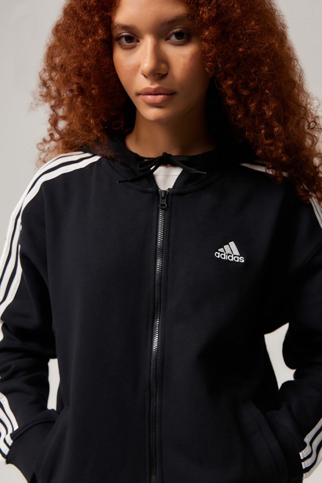 adidas Black 3-Stripes Zip-Up Hoodie #1