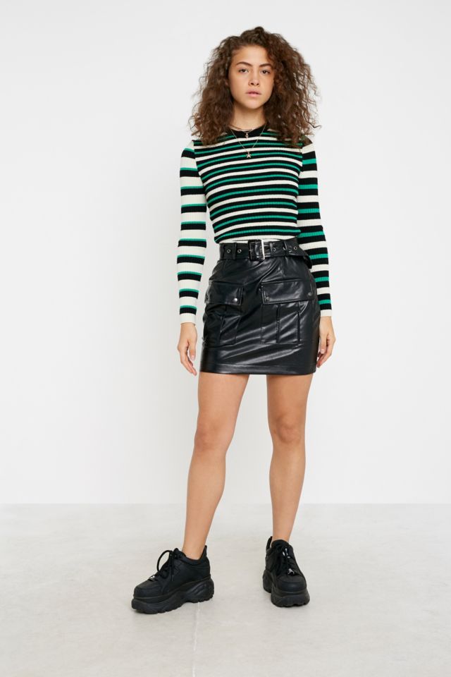 Motel Moretti Faux Leather Belted Mini Skirt