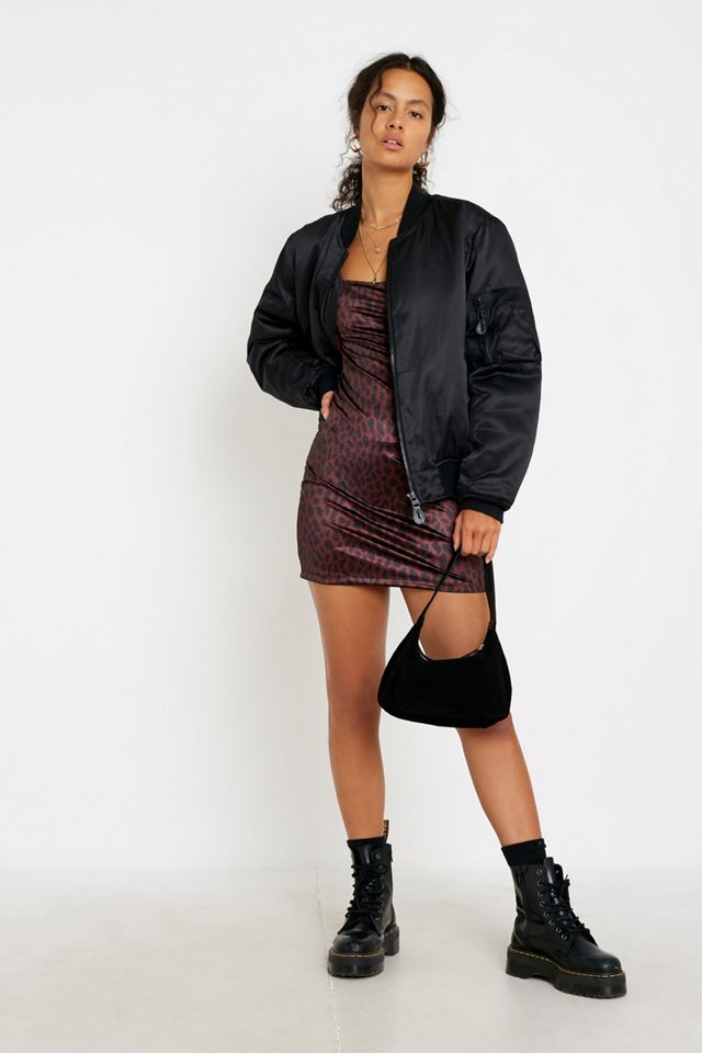 Motel Kozue Animal Print Satin Tie-Back Mini Dress Urban