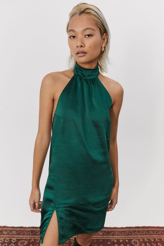 motel green satin dress MOTEL ROCKS Womens Lebby Satin Mini Dress Forest Green S BNWT Party Wear