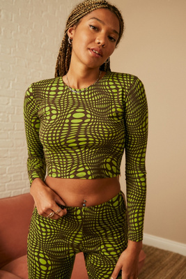 Image of Motel - Crop Top Bonnie in Grün mit optischem Print