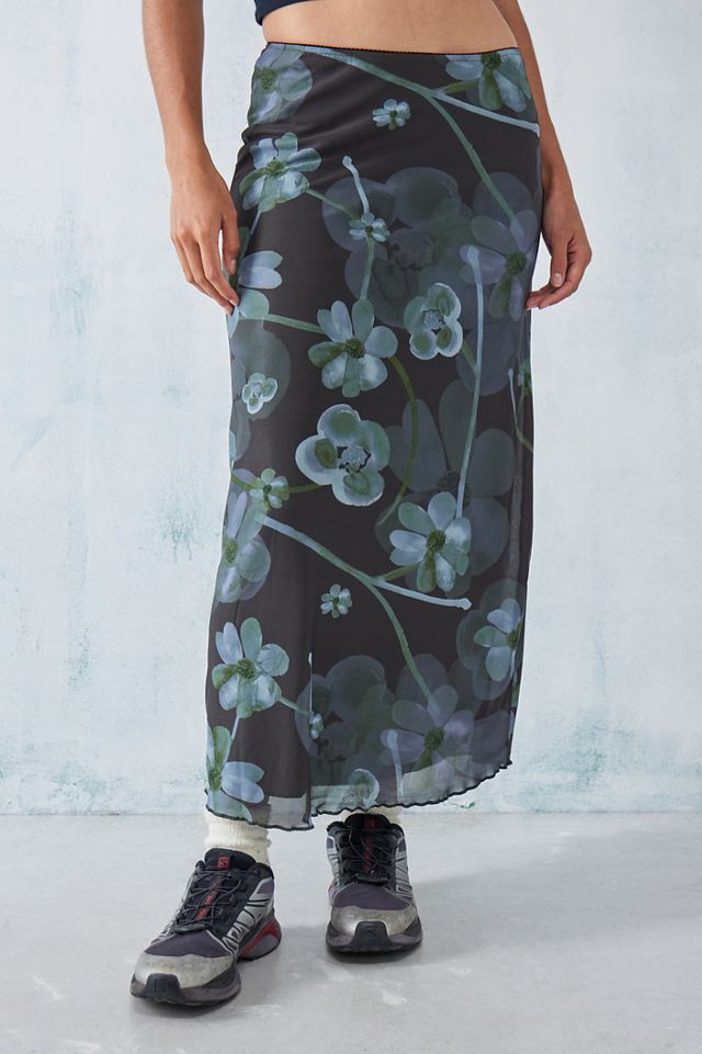 Jupe florale - Type Black - Vintage - Slim - Midi - pour Femme