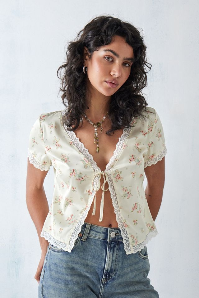 Motel Top Vintage Rose Selene Tie-Front #2