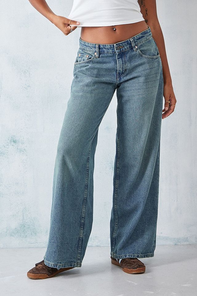 Motel Light Wash Extra-Wide Low Rise Jeans | Urban Outfitters UK