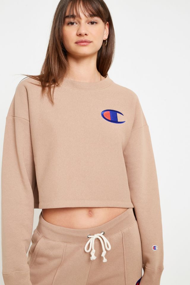 Champion tan best sale cropped hoodie