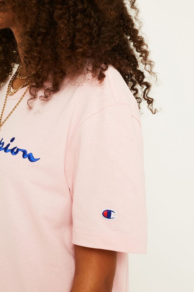 Champion – T-Shirt in Rosa mit Logoschriftzug #3