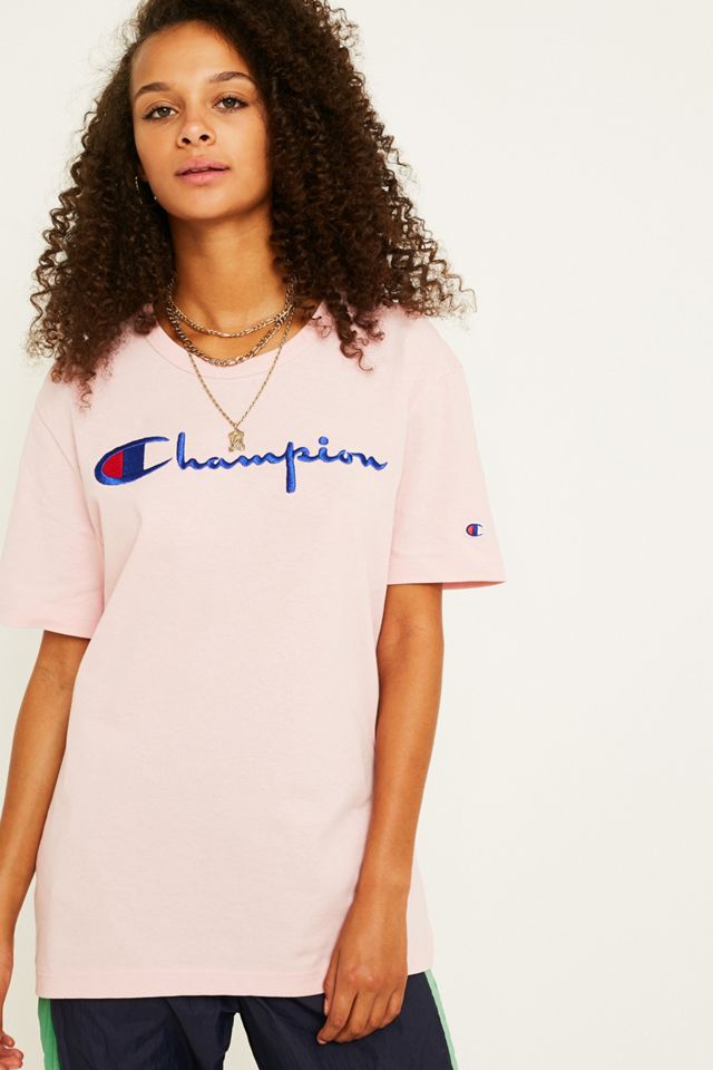 Champion – T-Shirt in Rosa mit Logoschriftzug #4