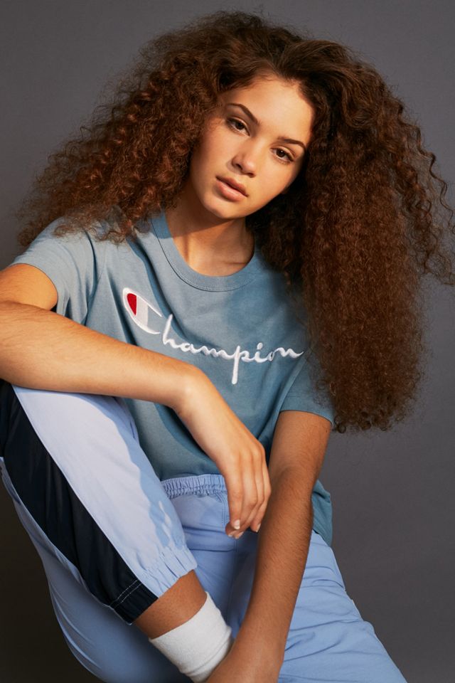 Champion Script Logo T-Shirt Blu #4
