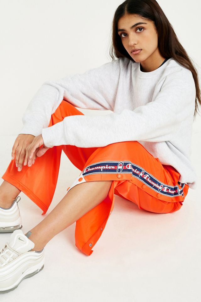 Champion Orange Logo Taped Popper Track Pants #1