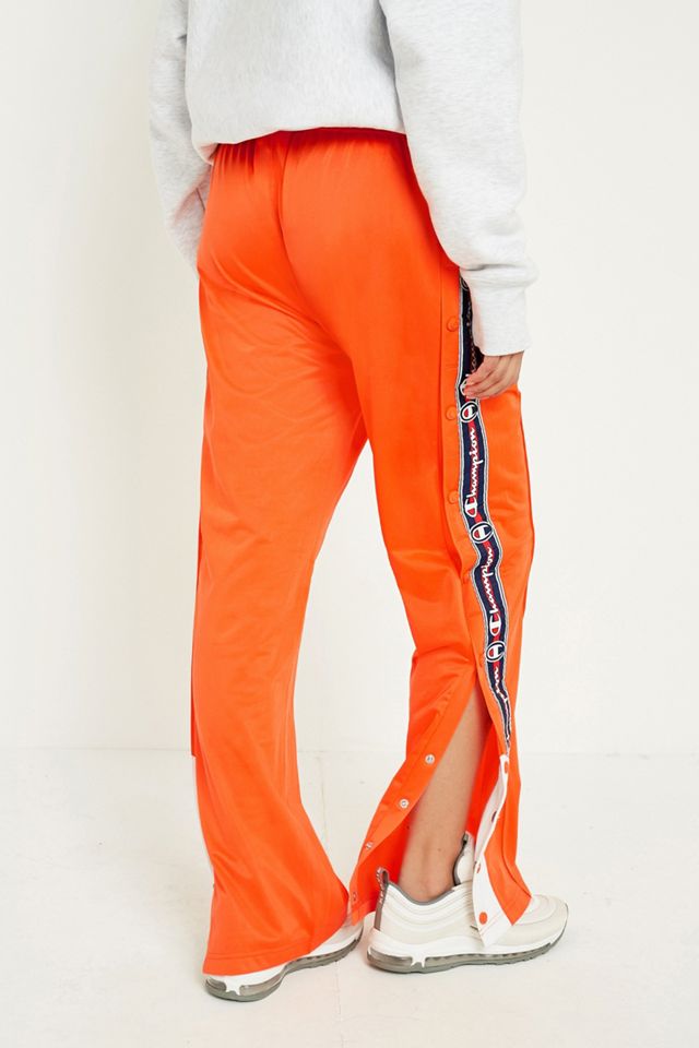 Champion Orange Logo Taped Popper Track Pants #4