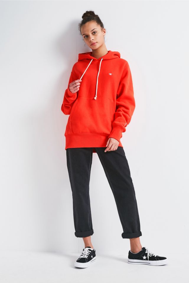 Champion X UO Orange Reverse Weave Hoodie Urban Outfitters UK