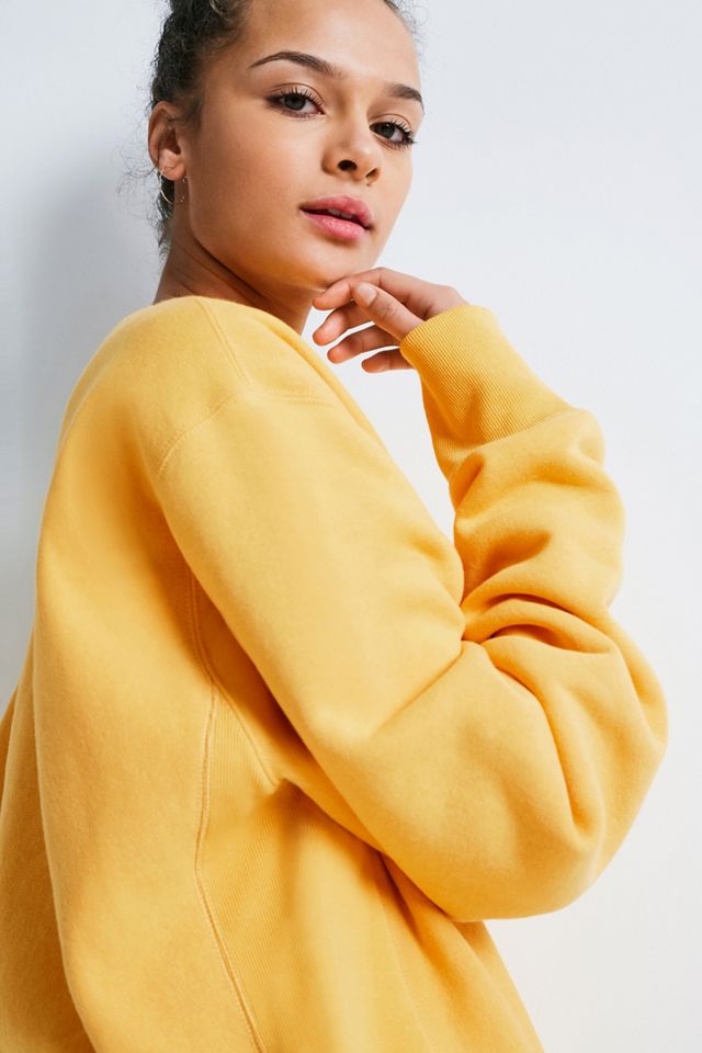 Felpa Girocollo Champion X UO Giallo a Trama Inversa Urban